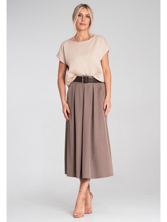 FIGL FIGL Spódnica midi M1201 Brązowy Flared Fit