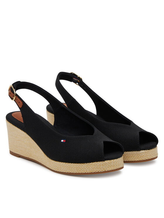 Tommy Hilfiger Tommy Hilfiger Espadrile Flag Mid Wedge Espad Slingback FW0FW08595 Crna