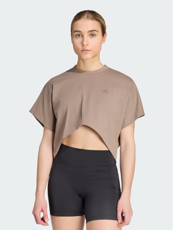 adidas adidas Koszulka techniczna 167689 Beżowy Loose Fit