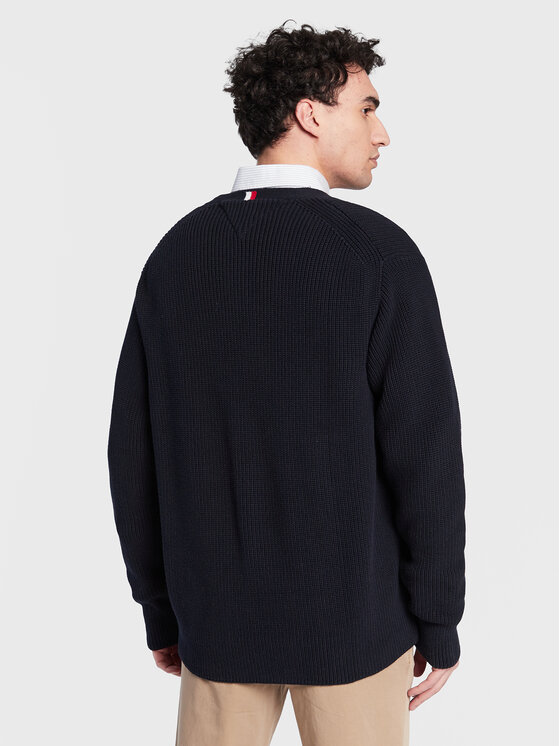 Tommy Hilfiger Tommy Hilfiger Strickjacke Rib Structure MW0MW29029 Dunkelblau Relaxed Fit