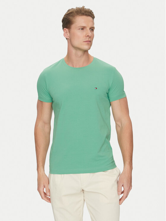 Tommy Hilfiger Tričko MW0MW10800 Zelená Slim Fit