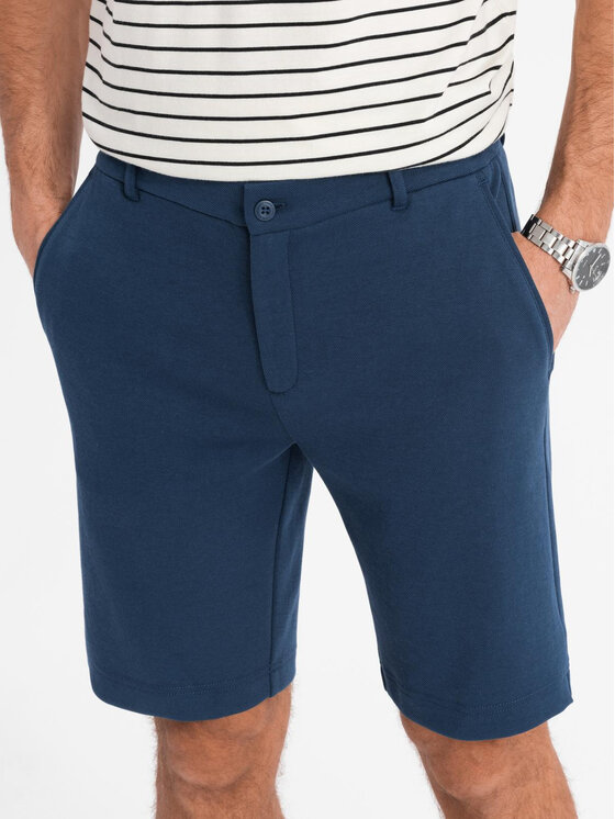 Ombre Ombre Szorty materiałowe OM-SRCS-0169 Granatowy Slim Fit