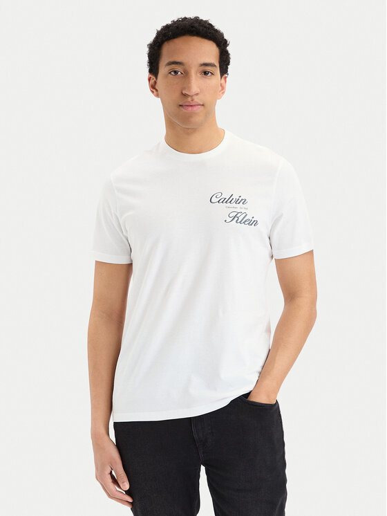 Calvin Klein Jeans Tricou SS 30s EU LV04RG804G Alb Regular Fit