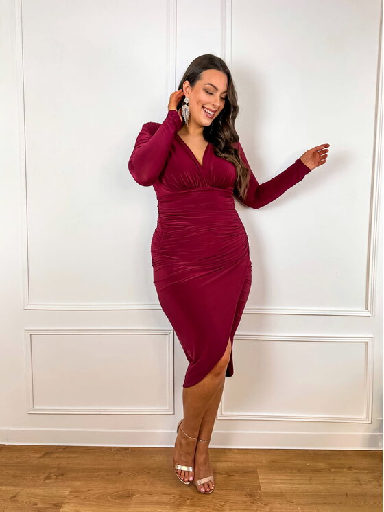 Aurora Aurora Sukienka wieczorowa Lidia Bordowy Curvy Fit