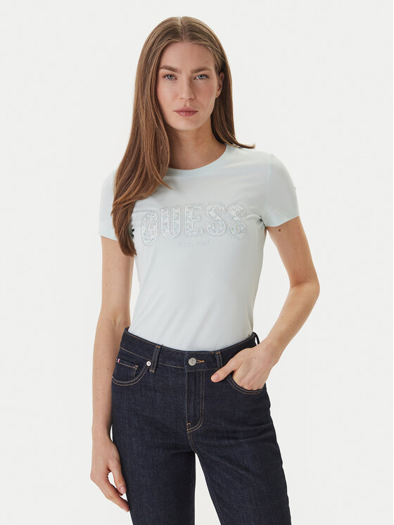 Guess Guess Póló W5GI04 J1314 Zöld Slim Fit