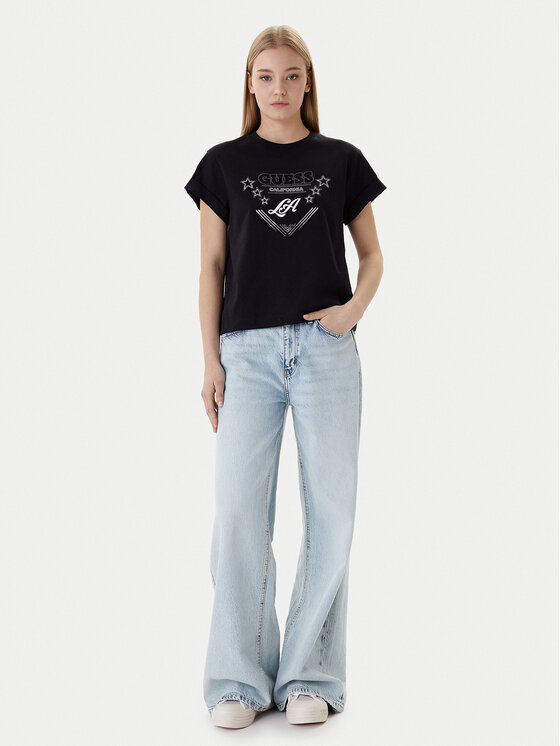 Guess Guess Tricou W6RI30 I3Z14 Negru Regular Fit