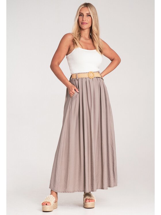 FIGL FIGL Φούστα maxi M1221 Μπεζ Flared Fit
