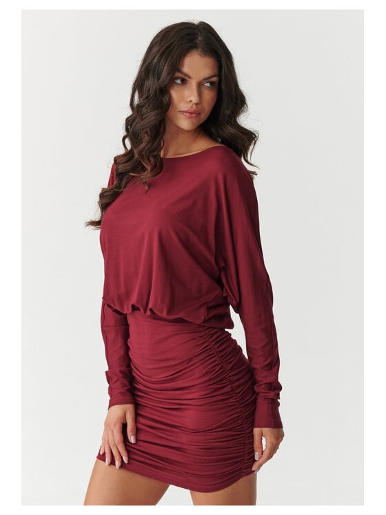 Makadamia Makadamia Sukienka codzienna M900 Bordowy Loose Fit