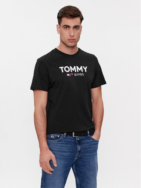 Tommy Jeans T-shirt Essential DM0DM18264 Crna Slim Fit