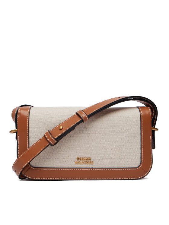 Tommy Hilfiger Tommy Hilfiger Borsetta Th Script Flap Crossover Canvas AW0AW18737 Crema