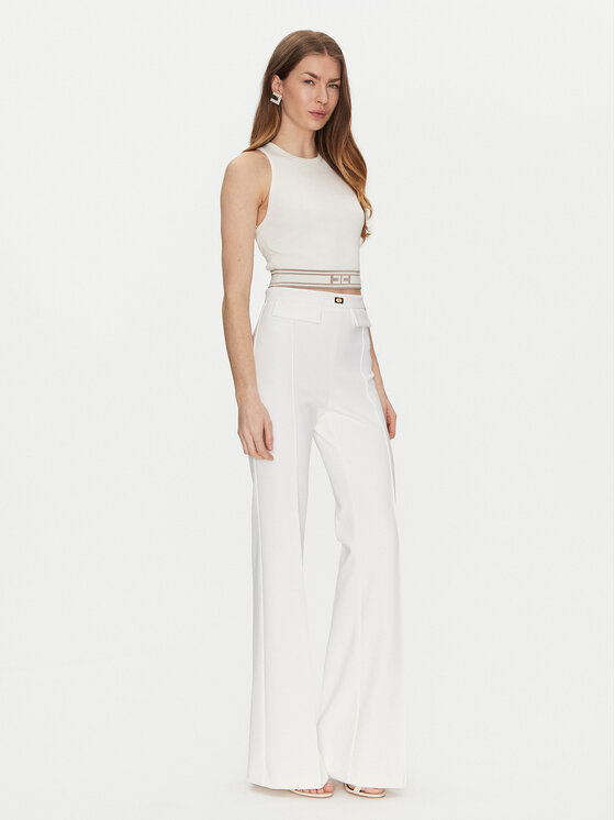 Elisabetta Franchi Elisabetta Franchi Παντελόνι υφασμάτινο PA-078-51E2-V300 Λευκό Regular Fit