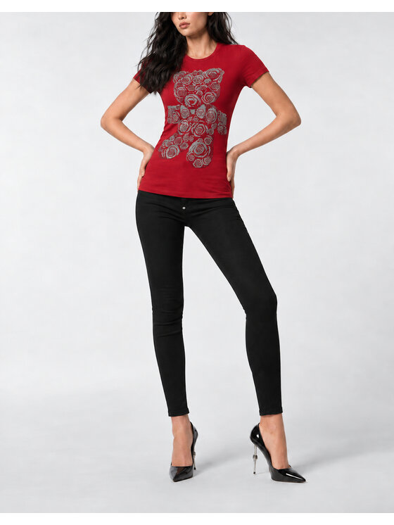 PHILIPP PLEIN PHILIPP PLEIN Tričko 31062 Bordová Skin Tight Fit
