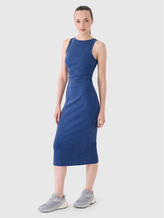 4F 4F Sukienka dzianinowa SS MIDSHOP TEXTILE Granatowy Slim Fit