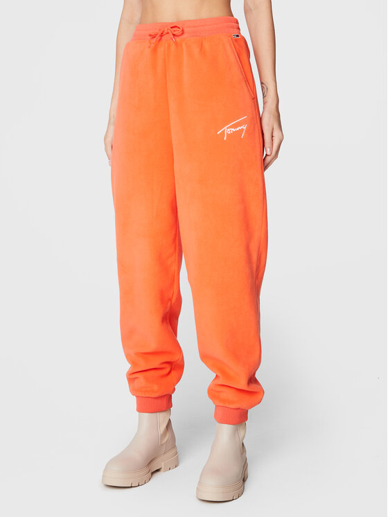 Tommy Jeans Tommy Jeans Spodnie dresowe Signature Fleece DW0DW14435 Pomarańczowy Relaxed Fit