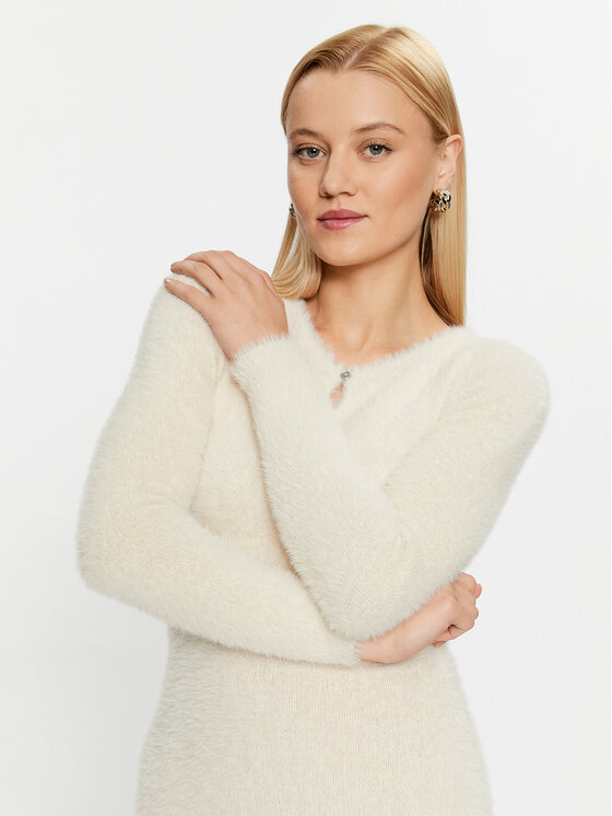 Guess Guess Trikotažinė suknelė Adele W3BK42 Z3A70 Écru Slim Fit