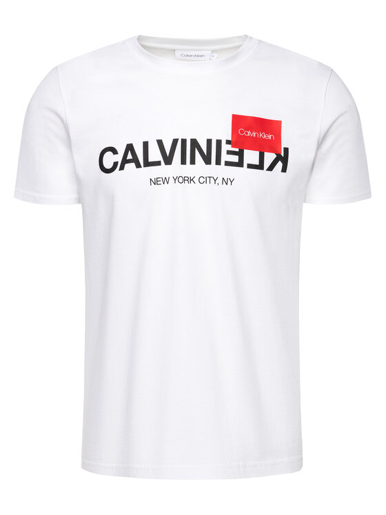 Calvin Klein Calvin Klein T-Shirt Text Reverse Logo K10K104502 Bílá Regular Fit