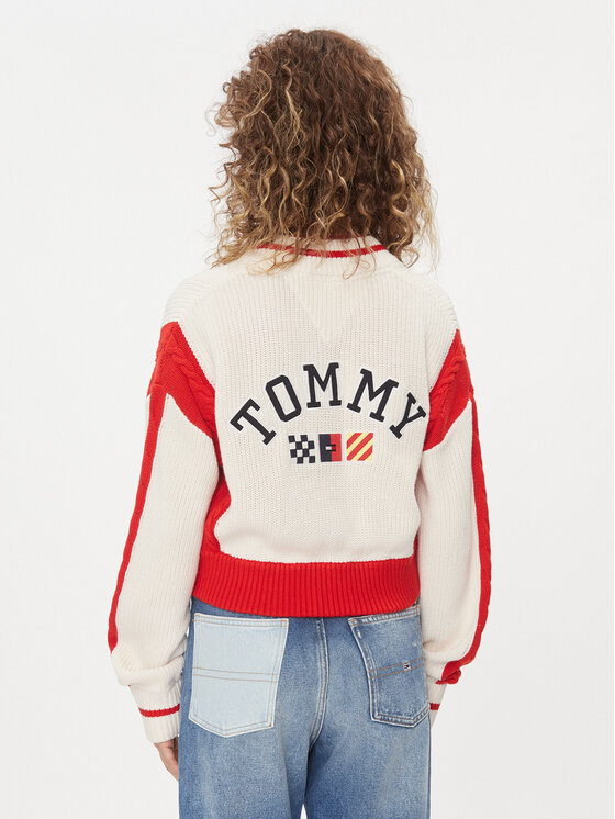 Tommy Jeans Tommy Jeans Kardigán Archive DW0DW15856 Ekru Regular Fit