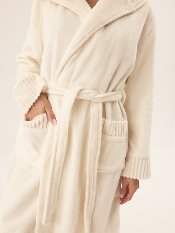 Esotiq Esotiq Szlafrok 42417 Kremowy Relaxed Fit