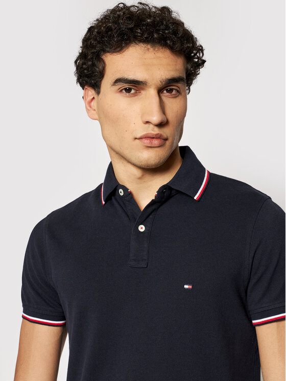Tommy Hilfiger Tommy Hilfiger Tricou polo Tipped MW0MW13080 Bleumarin Slim Fit