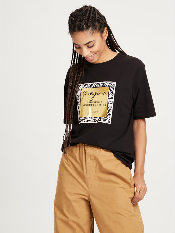 Cross Jeans Cross Jeans T-Shirt 56078-020 Czarny Regular Fit