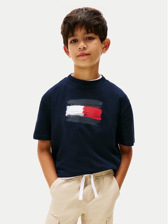Tommy Hilfiger Tommy Hilfiger Tricou Flag Archive KB0KB10111 Bleumarin Regular Fit
