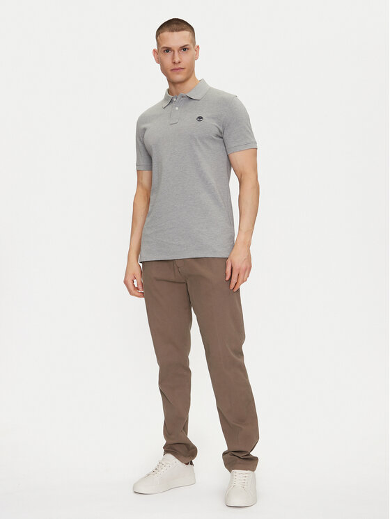 Timberland Timberland Тениска с яка и копчета TB0A6VDP Сив Regular Fit
