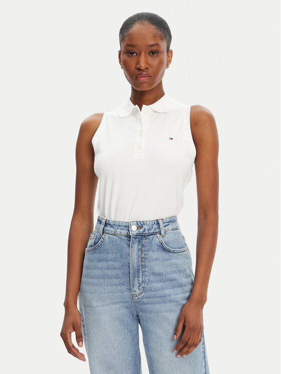 Tommy Hilfiger Tommy Hilfiger Halenka 1985 WW0WW46790 Bílá Slim Fit