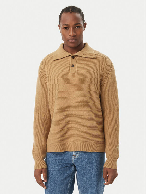 Calvin Klein Calvin Klein Sweter LV04LH311G Brązowy jasny Regular Fit