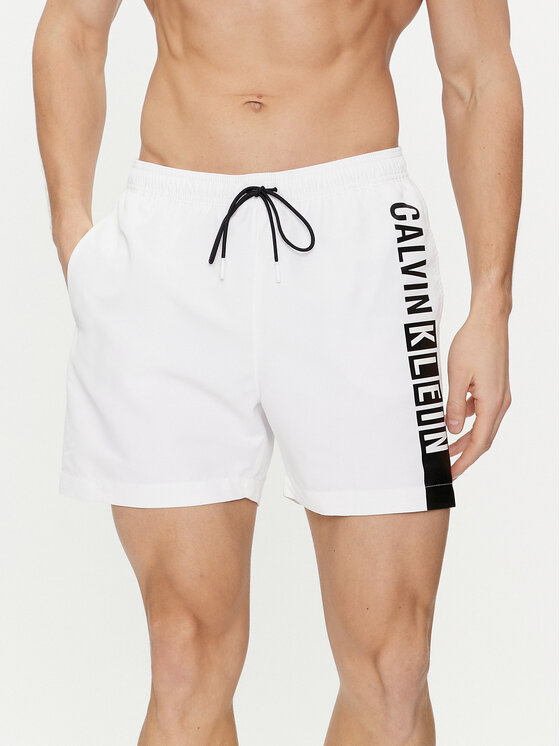 Calvin Klein Swimwear Kopalne hlače KM0KM00991 Bela Regular Fit