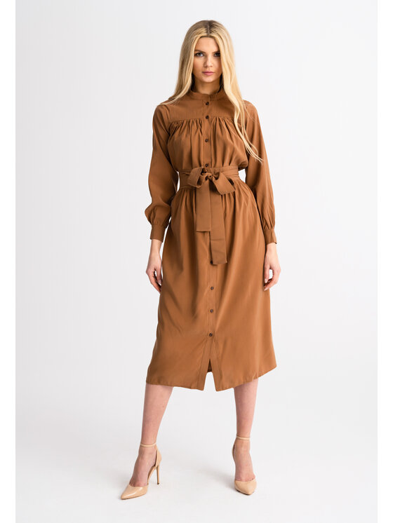 Leimann Leimann Sukienka codzienna Helena Brązowy Feminine Fit