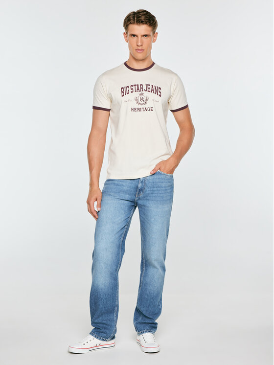 BIG STAR BIG STAR T-Shirt BERNO Kremowy Basic Fit