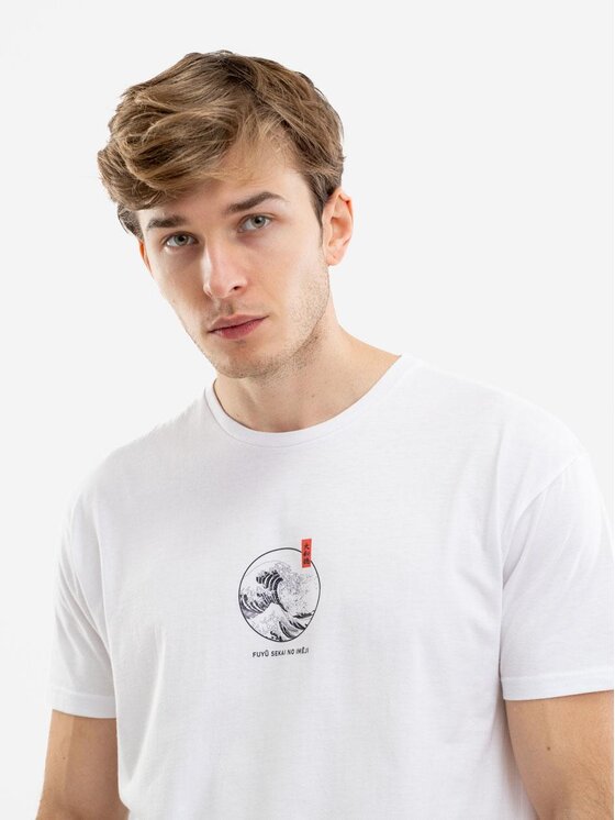 MyStars MyStars T-Shirt Koszulka Z Krótkim Rękawem Męska Biała MyStars Orient Board M Biały Regular Fit