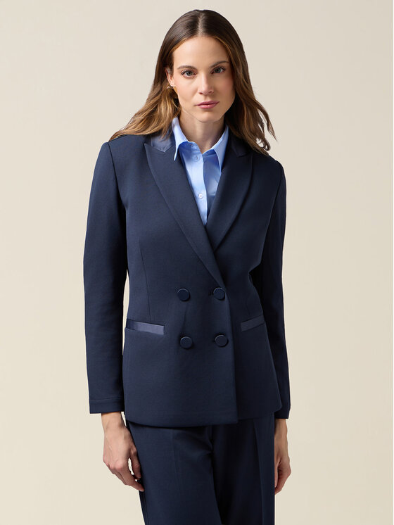 Oltre Oltre Marynarka Q782R104615N034 Niebieski Slim Fit