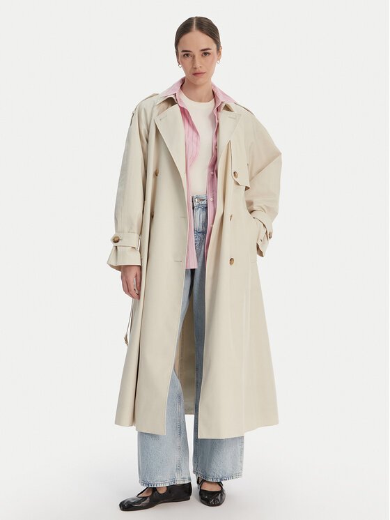 Tommy Hilfiger Tommy Hilfiger Trenčkot WW0WW50627 Écru Oversize