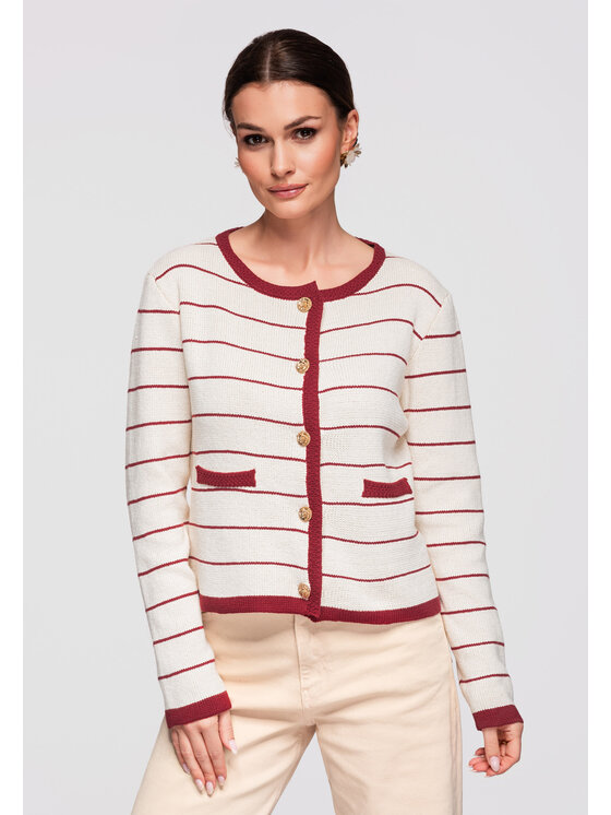 Ombre Ombre Kardigan OW-SWCD-0101 Bordowy Regular Fit
