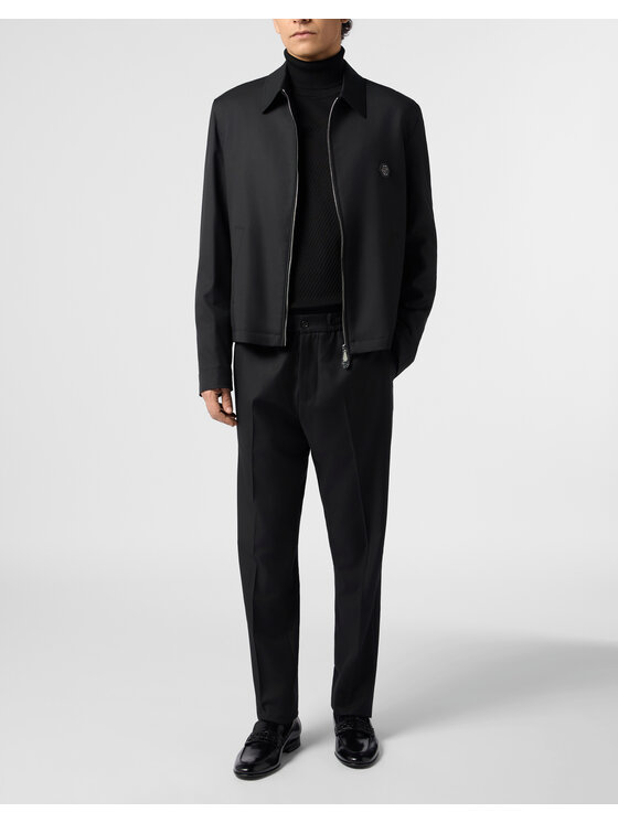 PHILIPP PLEIN PHILIPP PLEIN Kalhoty z materiálu 31033 Černá Regular Fit