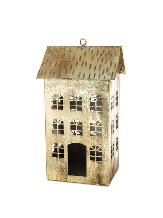 MIAhome MIAhome Lampion metalowy domek 33x18x15 cm KEKERE Złoty
