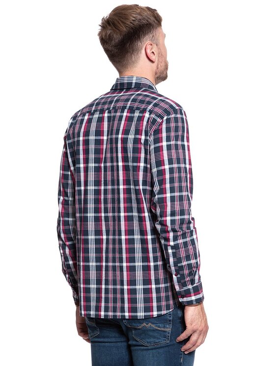 Mustang Mustang Camicia CLEMENS KC TURN-UP Rosso Regular Fit