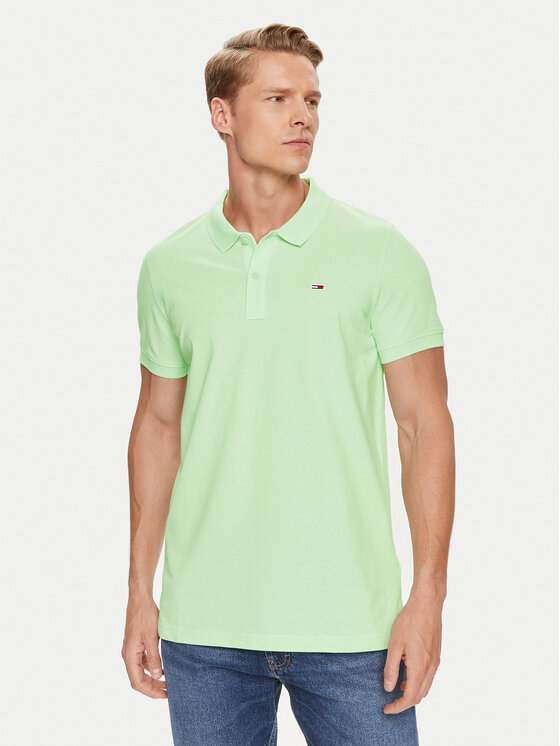 Tommy Jeans Polo DM0DM18312 Zaļš Slim Fit