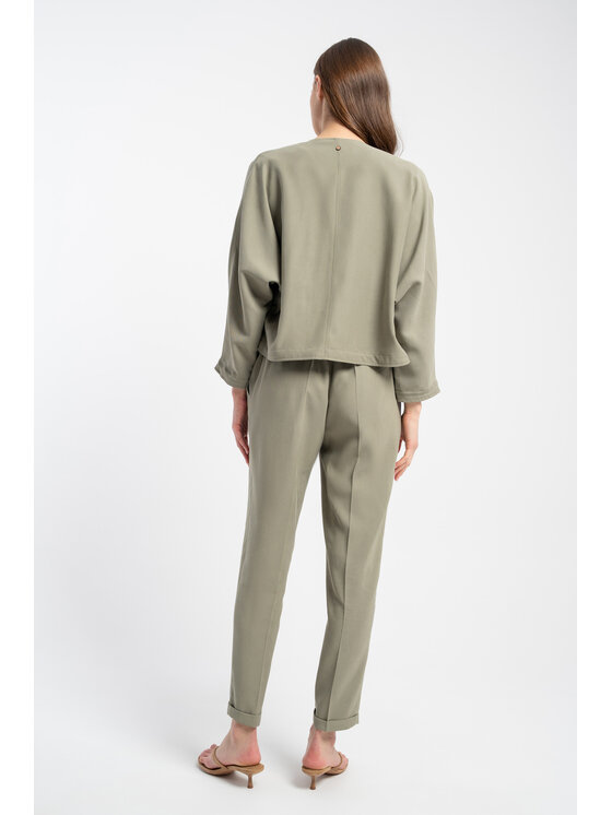 CLICK CLICK Spodnie materiałowe 30-419 Zielony Skinny Fit