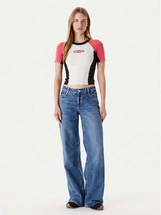 Guess Guess Tricou W5YR44 Z2YJ2 Écru Regular Fit