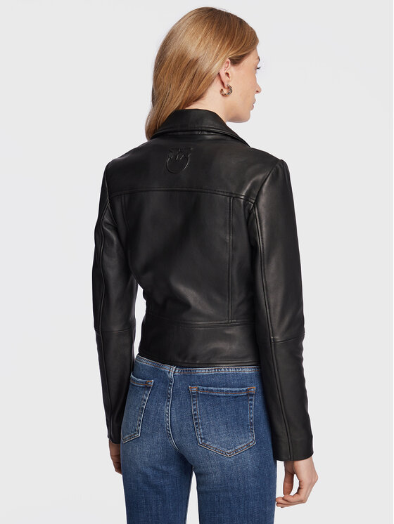 PINKO Pinko Usnjena jakna Sensibile 100267 Y6WL Črna Regular Fit