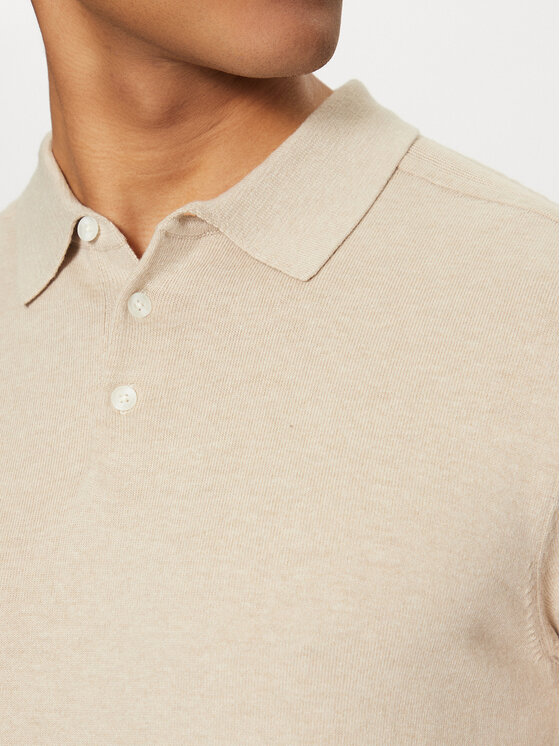 Selected Homme Selected Homme Polo 16092437 Beżowy Regular Fit