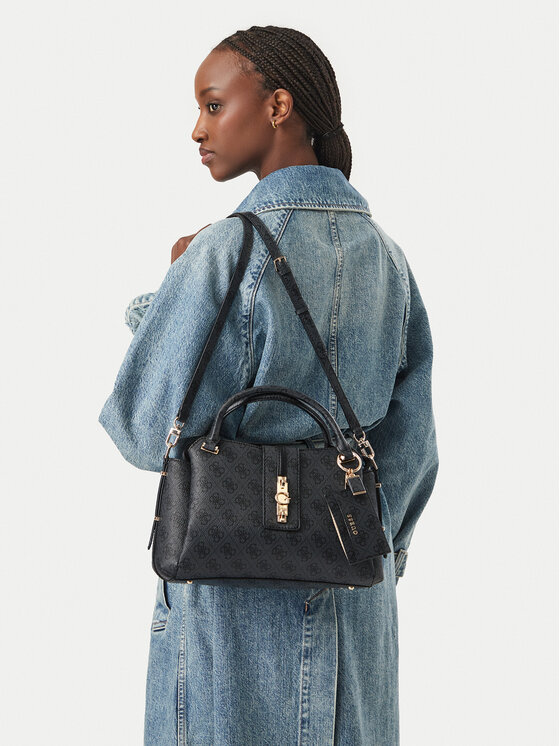Guess Дамска чанта Yvonne Logo HWSG23 78060 Черен