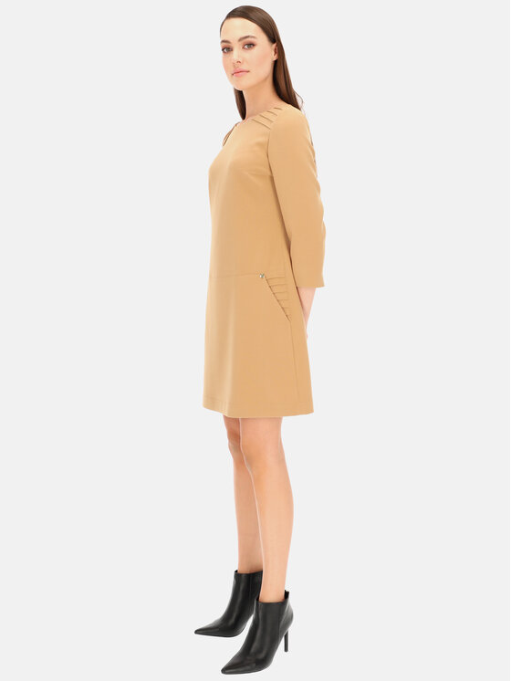 Potis & Verso Potis & Verso Sukienka codzienna Nabuko Beżowy Slim Fit