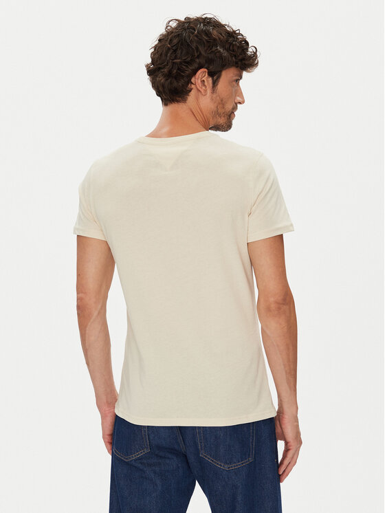 Tommy Jeans Tommy Jeans T-Shirt DM0DM04411 Beżowy Slim Fit
