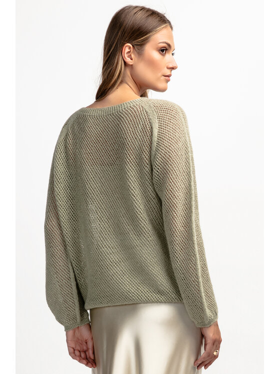 Fobya Fobya Sweter F1881 Zielony Basic Fit