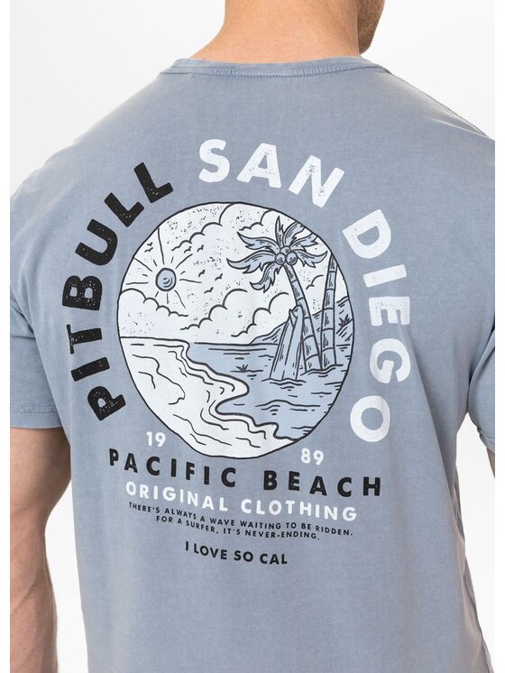 PITBULL PITBULL T-Shirt Denim Washed PLANET SURF Niebieski jasny Regular Fit