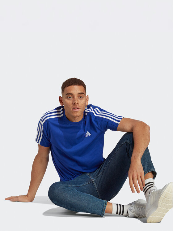 adidas adidas Футболка Essentials Single Jersey 3-Stripes T-Shirt IC9338 Голубий Regular Fit