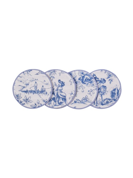 Roseberry Home Roseberry Home Podkładka na stół Mini dwustronne w stylu francuskim Toile de Jouy Blue & Stripes Niebieski